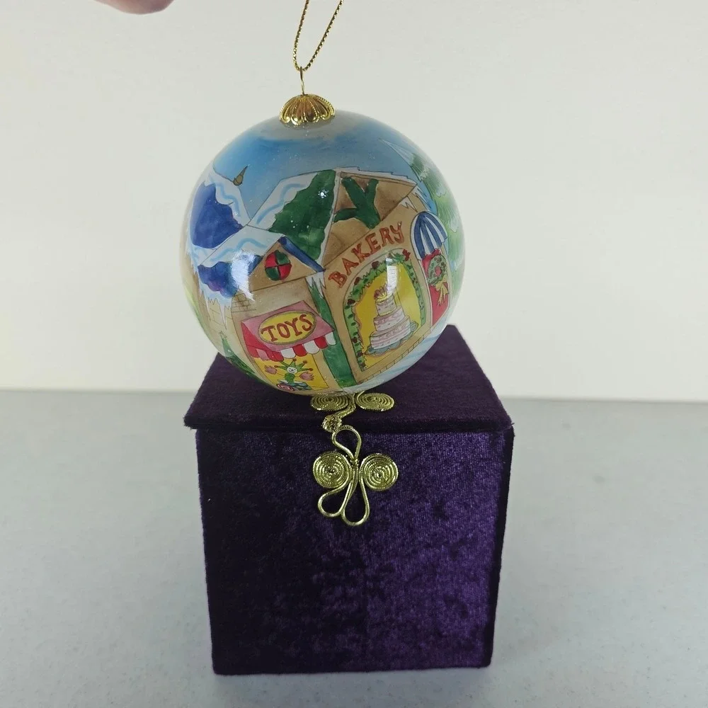 Pier 1 Imports Li Bien 2005 Toy Store Hand Painted Christmas Glass Ornament &box